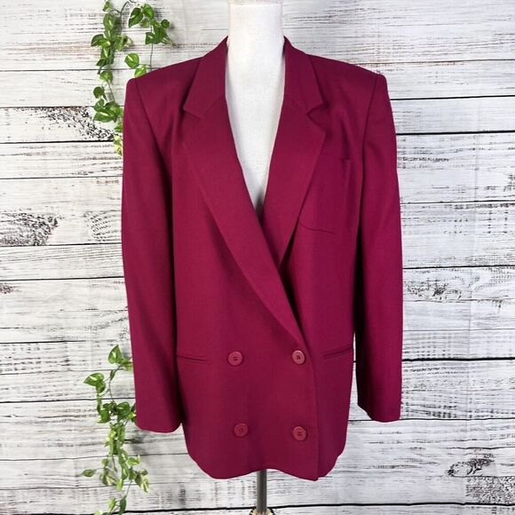 Vintage Jones New York Blazer Jacket size 14 Hot Pink Wool Y2K 80's 90's Career - Picture 2 of 16